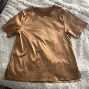 Copper Blouse Silky Satiny Short Sleeve